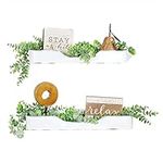 AuldHome Enamel Tray Shelves (Set of 2); Farmhouse Bathroom Decor White Enamelware Shelf Trays