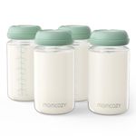Momcozy Natural Baby Bottle, 300ml Wide-Neck Breast Milk Container, Breastmilk Storage Bottle for Fridge & Momcozy Breast Milk Cooler, BPA Free Milk Collection Bottles, Breastfeeding Essential, 4PCS
