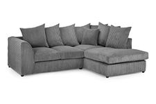 Honeypot Sofa - Harley Jumbo Corner Sofa for Living Room - Grey Jumbo Cord Upholstered Couch | Set Up Included | Made in EU | Built to Last (Right Hand Facing Corner)