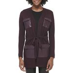 Calvin Klein Women's Sweater Trench Long Acrylic, Aubergine, Medium