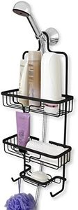 Splash Home Setup Shower Caddy Bathroom Hanging Head Two Basket Organizers Plus Dish for Storage Shelves for Shampoo and Soap, Oil Rubbed Bronze