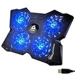 KLIM Wind Laptop Cooling Pad - More than 500 000 units sold - New Version - The Most Powerful Rapid Action Cooling Fan - Laptop Stand with 4 Cooling Fans at 1200 RPM - USB Fan - PS5 PS4 - Blue