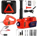 BENYAN Electric Car Jack Kit 5 Ton 12V Floor Jack with Impact Wrench and Tire Inflator Pump Portable Hydraulic Car Jack for SUV Sedans Tire Change with LED Light, Lifting Height 6 to 17.7 Inch