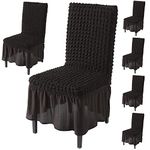 HOKIPO Turkish Bubble Dining Chair Cover with Frill Set of 6 (AR-4616-B9*6)