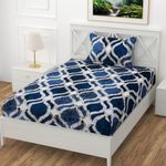 Real Dream Presents Luxurious Bedsheets for Winter Single Fitted Flannel/Warm Single Bedsheet Fully Elasticized with 1 Pillow Cover (Hexa-Blue, Single (72 x 48 x 8 Inches)