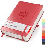 Smarpau Thick Lined Journal Notebook, 320 Pages Large Leather Journal Notebook with 100gsm No bleed Paper, College Ruled Notepad Hardback for Office School Work Women Men, 19 x 25 cm - Red