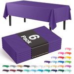 6-Pack Premium Plastic Tablecloth 54in. x 108in. Rectangle Plastic Table Cover - Purple