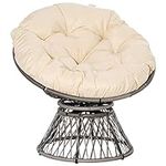 Outsunny 360° Swivel Rattan Papasan Moon Bowl Chair Round Lounge Garden Wicker Basket Seat with Padded Cushion Oversized for Outdoor Indoor