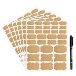 JaoNanl Kraft Labels Blank Fancy Labels Stickers 192pcs Assorted Self-Adhesive Stickers with a Marker for Gifts, Decoration, Storage, Bottles, Jars, Food Container, Handcrafts, DIY Project