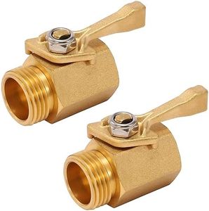 M MINGLE Heavy Duty Brass Garden Hose Shut Off Valve, 3/4 Inch, 2-Pack with 2 Hose Washers