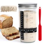 Supvox® 730ml Sourdough Starter Kit, 25oz Sourdough Starter Jar with Metallic Lid, Silicone Spatula, Feeding Tracker, Extra Thermometer Strips & Breathable Covers Sourdough Bread Starter Kit