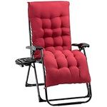 Outsunny Padded Zero Gravity Chair, Folding Recliner Chair, Patio Lounger with Cup Holder, Adjustable Backrest, Removable Cushion for Outdoor, Patio, Deck, and Poolside, Red