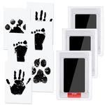 Vicloon Baby Hand and Footprint Kit, Baby Handprint and Footprint Ink Kit Pet Paw Print Kit with 3 Ink Pads and 6 Imprint Cards, Inkless Print Kit Paw Print Kits for Dogs (Black)