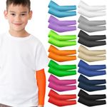 Mepase 14 Pairs Arm Sleeves for Kids UV Sun Protection Cooling Arm Compression Cover 3-7 Age Boy Girl Toddler Sport Football (Solid Color)