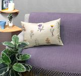 Lyve Polyster Floral Embroidery Cushion Cover Embroidery Pillow Covers for Couch Sofa Bedroom Living Room (16x24 inch/40x60 cm, Natural)