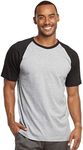 TOP PRO Men's Short Sleeve Baseball Tee Shirt, Black/H.grey, 3X-Large