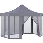 Outsunny 13' x 10' Pop Up Gazebo, Octagon Canopy Tent with Zippered Mesh Sidewalls, Weight Bags, Height Adjustable and Carrying Bag, Event Tent for Patio Garden Backyard, Grey