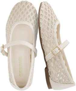 CUSHIONAIRE Darla Kids Mesh Mary Jane Ballet Flats, Girls Shoes with Buckle