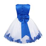 iEFiEL Girl Flower Petals Dress Formal Wedding Bridesmaid Party Christening Princess Dresses Dark Blue 6 Years