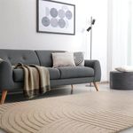 FloorFusion Woolen Loop/Cut Premium Carpet for Living Room Size 5 x 8 feet (150x210 cm) Color Beige