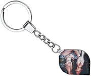 FindChic Personalized Keychains with Picture Stainless Steel Custom Keychain Acrylic Crystal Key Chains for Women Both Sides Photo Keychain Cute Salix Leaf Shaped Wallet Accessories