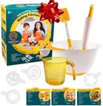 MasterChef Junior Baking Kitchen Set for Kids - 7 Pc. Kit Includes Real Cooking Tools for Kids, Mixing Bowl, Rolling Pin, Cups, Recipes, Birthday Summer Gift Party- Ages 6+, Make Homemade Treats