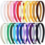 Cinaci 24 Pieces Candy Color Width 1.5cm/0.6" Plastic Headbands Satin Wrapped Blank Plain DIY Craft Project Headbands for Women Girls Teens Kids Hair Accessories