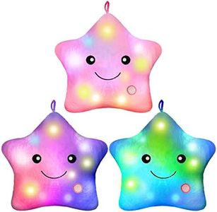 3 Pcs Light up Twinkle LED Star Plush Pillows 13 Inch LED Lights Star Throw Pillows Star Pillow Night Light Glowing Cushions Stuffed Toys for Kids Boys Girls Birthday Gifts Room Home Office Decoration