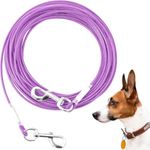 Mi Metty Dog Tie Out Cable, Chew Proof Dogs Runner Cable, Heavy Duty Dog Tether, Training Pet Leash for Large Dogs Up to 125lbs,Lead for Yard Outdoor and Camping (Purple, 10ft(3M))