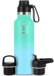 IRON °FLASK Sports Water Bottle - 590 ml, 3 Lids (Spout Lid), Vacuum Insulated Stainless Steel, Hot Cold, Double Walled, Thermo Mug, Standard Metal Canteen (Sky)