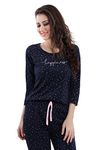 DZZO Cotton Pajama Set Night Suit For Women Girls | Women's Printed Cotton Night Suit Set Pyjama Set Sleepwear Nightwear Nightdress Loungewear (Large, Navy Blue)