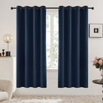 Deconovo Blackout Curtains Bedroom, Thermal Grommet Living Room Curtains 2 Panels, Navy Blue, 52W x 63L Inch, Window Darkening Kids Nursery Curtains Drapes