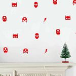 30 Mix Superhero Wall Vinyl Stickers Kids Boy Bedroom Decor Batman Superman Captain America Spider Man Flash Lightening Wall Stickers Kids Room Decoration (Red)