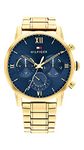 Tommy Hilfiger Men's Quartz Multifunction Stainless Steel and Link Bracelet Watch, Color: Gold (Model: 1791880), Gold Plated, Quartz Watch