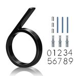 5 Inch Floating House Numbers, Gibolin Black Iron Metal Address Numbers for Outside, Modern Zinc Alloy Street Sign for Outdoor Mailbox Yard Home Wall Door Garage Gate with Matching Screws, 6 Six