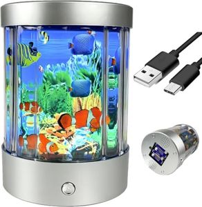 Fake Fish Tank Lamp - Moving Fish Aquarium Night Light, USB/Battery Powered