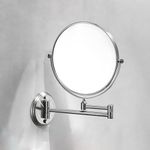 RFV1 Brass Dual Side Round Mirror for Bathroom 360° Swivel with Zoom View | Magnifying Shaving Makeup Vanity Mirror Wall Mounted | (Chrome)
