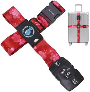 Travelkin Cross Luggage Straps TSA Approved,Adjustable Travel Suitcase Belts （Sakura