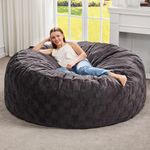 Hobestluk Bean Bag Chair Bean Bag Chairs for Adults Giant Bean Chairs with Removable Cover, Memory Foam BeanBag Chair Fluffy BeanBag Chairs for Living Room, Bedroom (Dark Grey, 5FT)