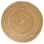 THE HOME TALK Natural Handcrafted Braided Round Jute Rug- 150CM|Traditional Carpet for Living Room,Kitchen,Entryway,Bedroom,Dining Room|Rustic Bohemian Decor| Anti-Skid Carpets for Centre Table