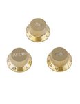 Metallor Guitar Speed Control Knobs 1 Volume 2 Tone Knobs Fits Metric Pots Compatible with Fender Strat Stratocaster Style Electric Guitar Parts Replacement Gold.