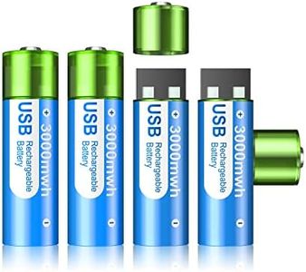 Batterie Ricaricabili USB AA 3000 mWh - 4 Batteria 1.5V agli ioni di litio AA Ricaricabile USB Ad Alta Capacità, ricarica rapida in 1.5 ore, Ciclo di vita 1200 Volte.