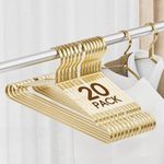 UEAKPIC 20 Pack 0.31" Widen Coat Hangers, Premium Matte Gold Aluminum, Durable Metal, Lightweigh & Sturdy, for Standard Size Suits, Clothing, Jacket, Pant, Dress, Shirts, Skirts