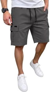 JEMLDL Mens Cargo Shorts Classic Casual Stretch Elastic Waist Summer Outdoor Work Shorts for Men with 5 Pockets Dark Gray L