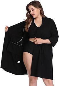 JANE'S CUTIE Post Surgery Mastectomy Bra Breast Cancer Recovery Robe with Internal Pockets for Post-Surgical Drain, Black, Large