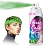 Green Hair Colour Spray, Temporary Coloured Hairspray, Washable One Time Hair Dye Spray for Party Fancy Dress Cosplay Halloween, Fast Dyeing, Suitable for Many Hair Types of Kids Adults- 100ml