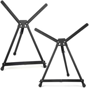 Falling in Art Aluminum 15" to 21" Tabletop Easel Display, Black Tripod with Rubber Feet, Holds Canvas, Paintings, Books, Photos, Signs (Pack of 2)
