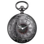 SIMAOTE Vintage Quartz Pocket Watch Men's Classic Steampunk Pocket Watch with Chain/Roman Numerals Dial/Gift Box