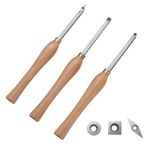 VEVOR Wood Lathe Chisel Set, 3 PCS Woodworking Turning Tools, Includes Square, Round, Diamond Carbide Blades, 7.87" Comfortable Grip Handles, Wood Chisel Set with Wooden Box for Turning Pens or Small