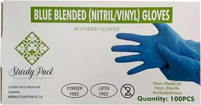 Sturdy Pack Nitrile Blended Gloves- Powder-Free, Disposable, Latex-Free- Great for Cleaning, Detailing, Food Handling, Blue, Medium Size - 10 Boxes (1000 Pcs)